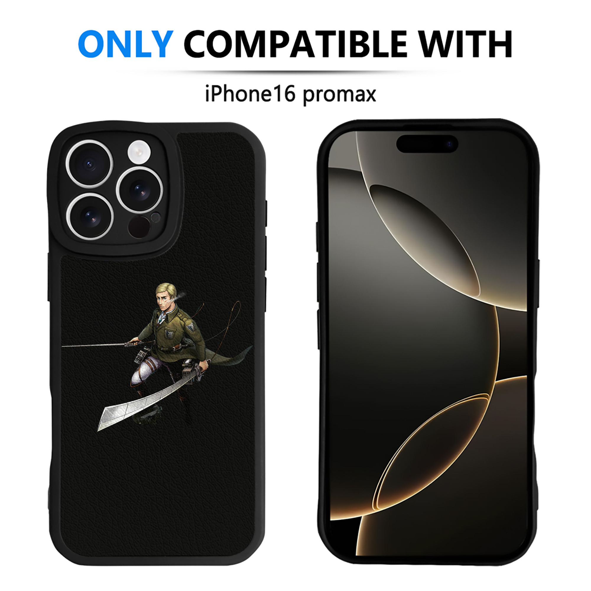 （画像用） 進撃の巨人 エルヴィン・スミス Attack on Titan Erwin Smith 【iPhone 16シリーズ対応】シリコンスマホケース（レザー調） 材質：シリコン